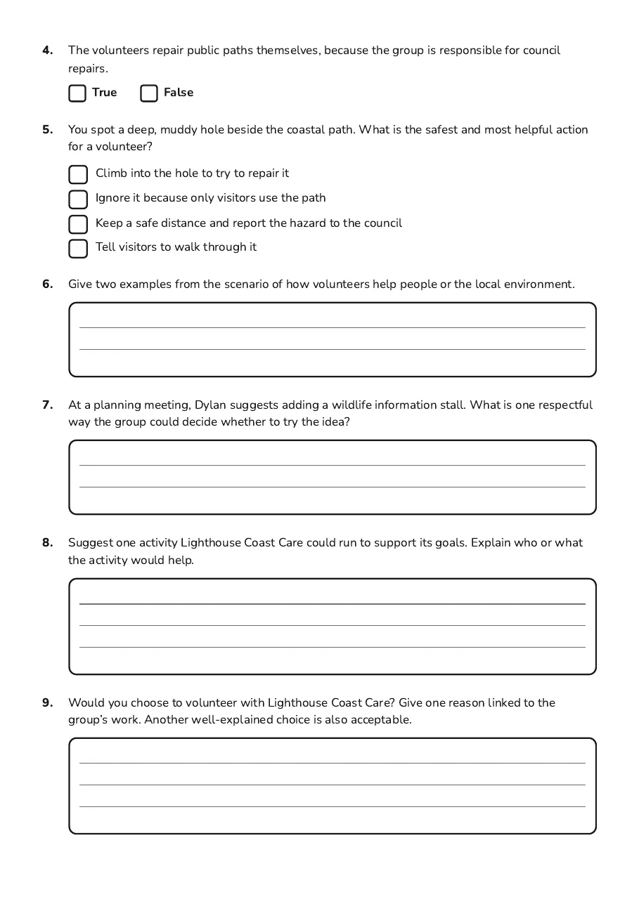 Community Group Exploration, page 2 of 2: 4. The volunteers repair public paths themselves, because the group is responsible for…