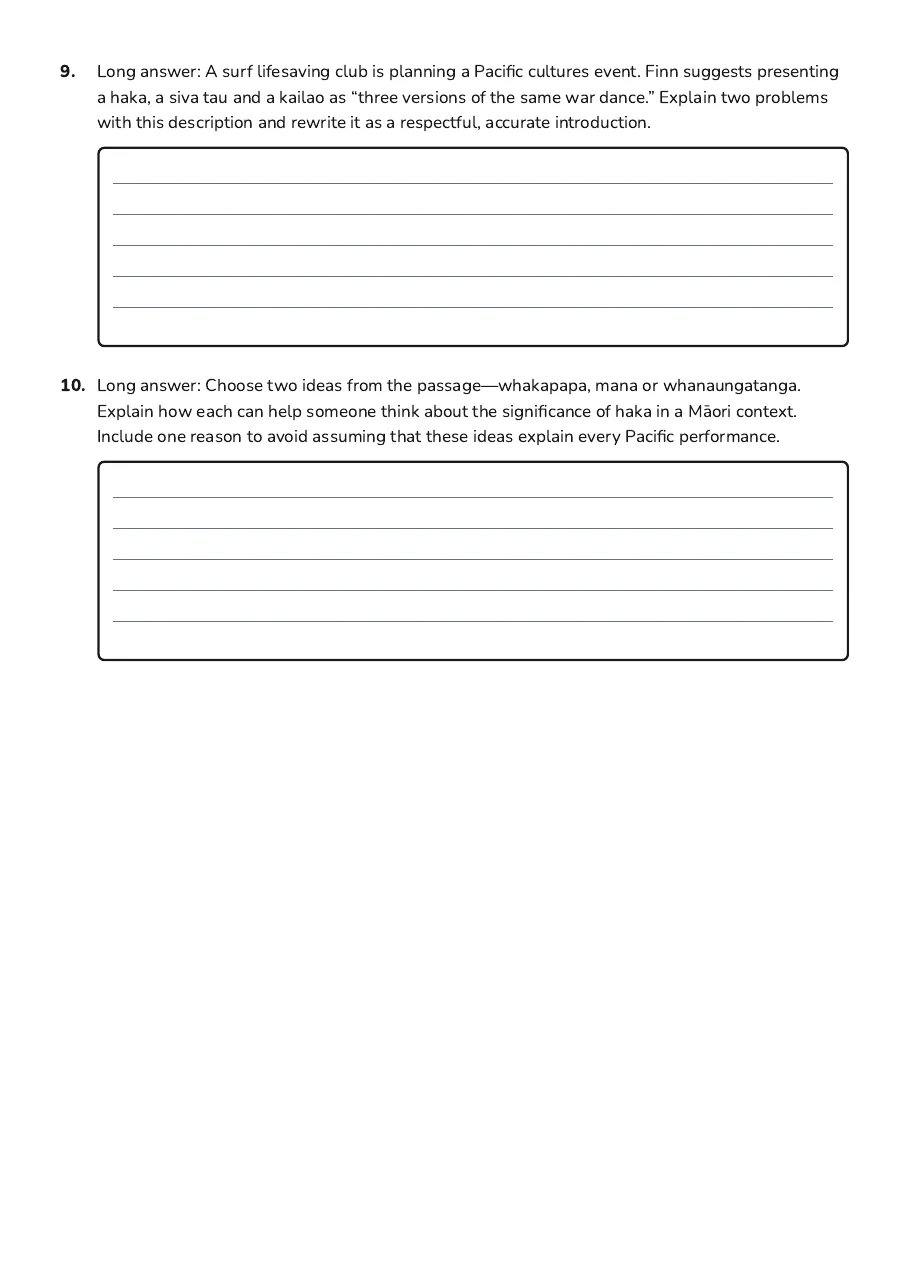Haka Across Pacific Cultures, page 3 of 3: 9. Long answer: A surf lifesaving club is planning a Pacific cultures event. Finn…