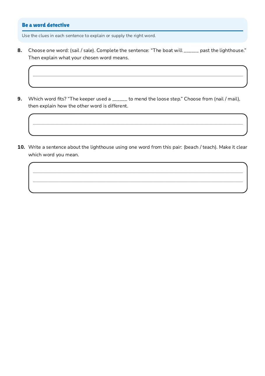 Look-Alike Word Match, page 2 of 2: Be a word detective