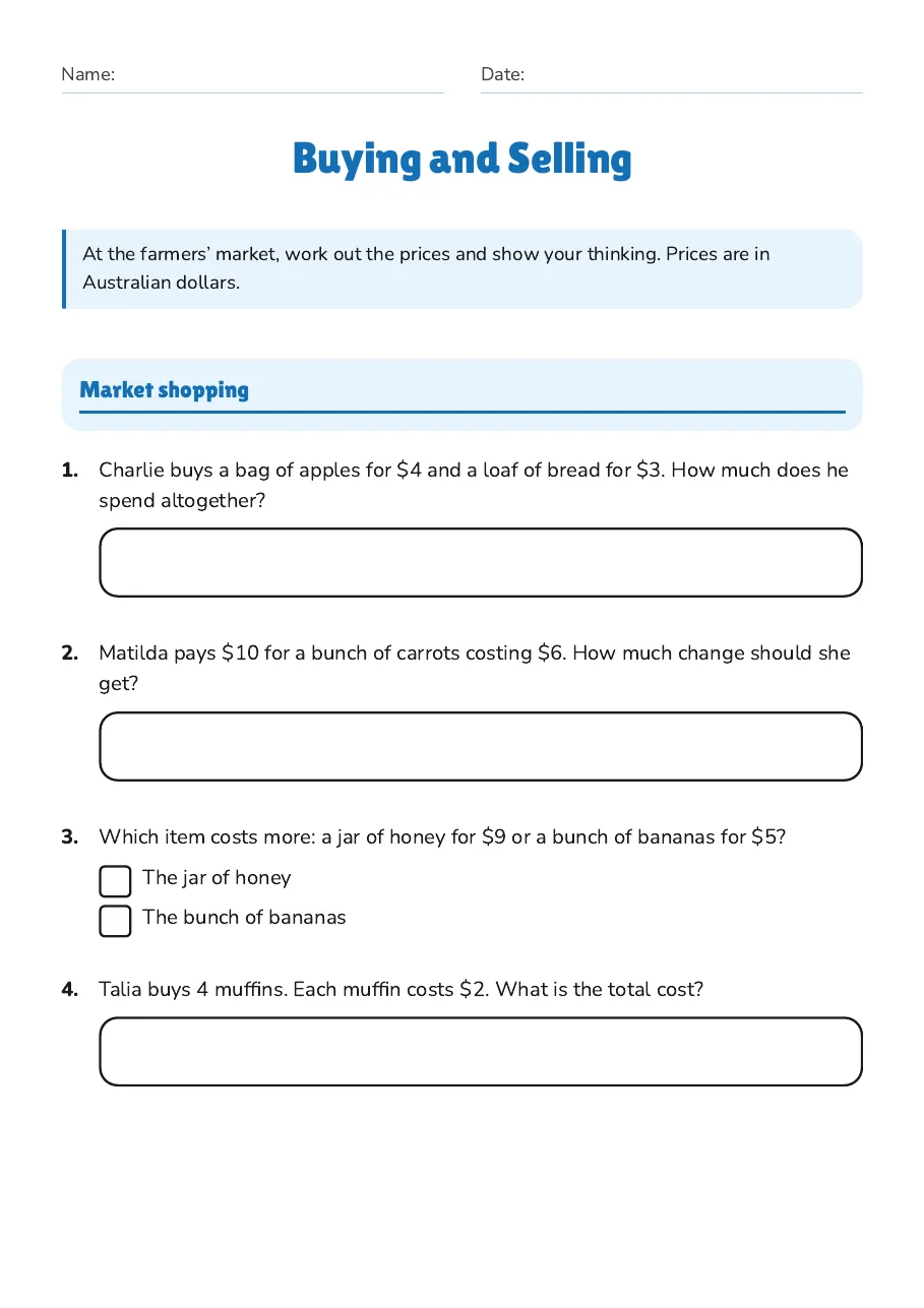 Buying and Selling, page 1 of 3: Market shopping