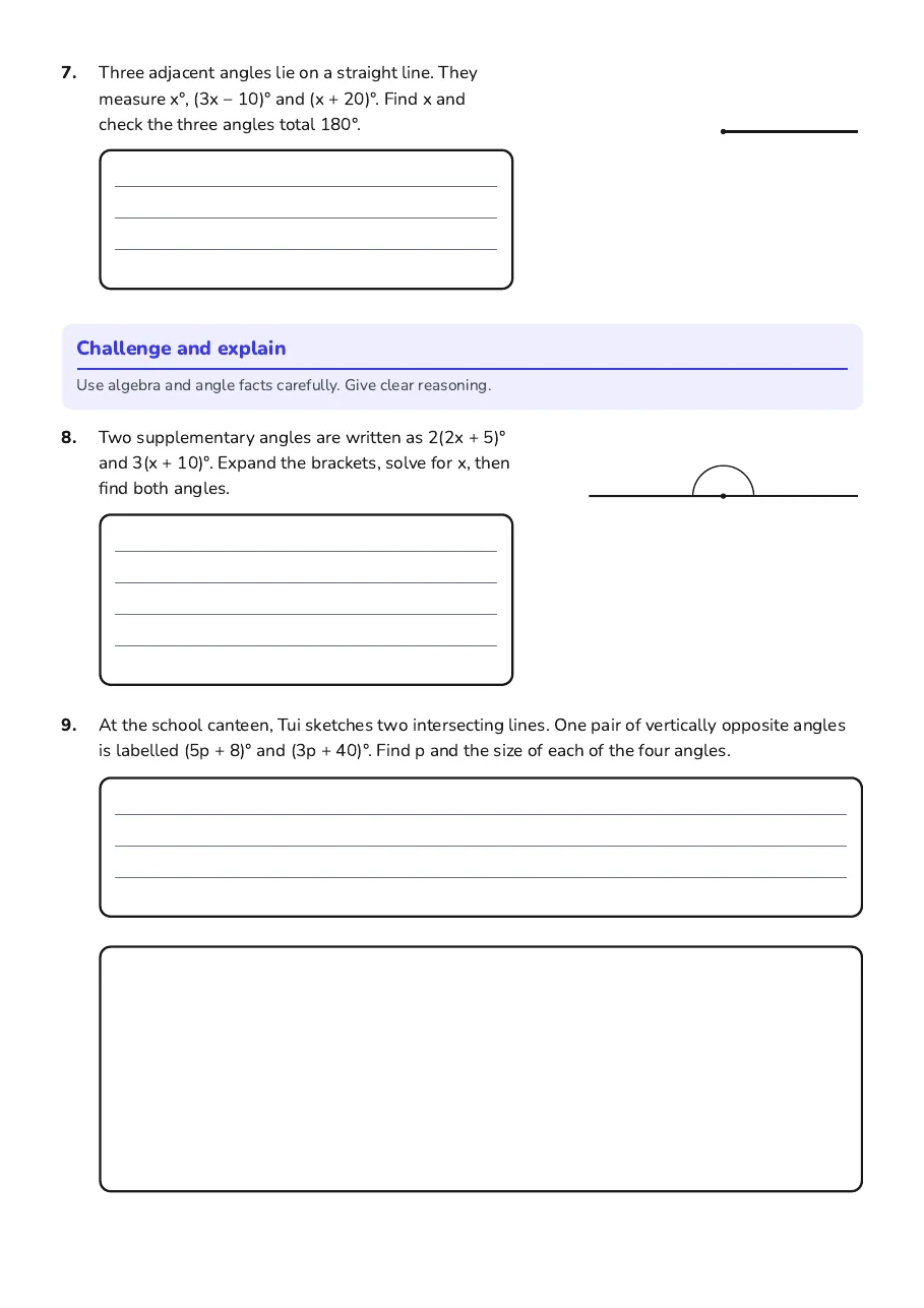 Unknown Angles Equations, page 3 of 4: Challenge and explain