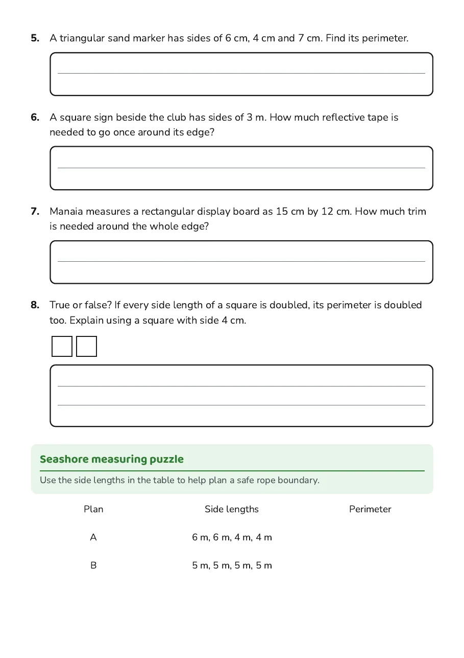Seashore Perimeter Measurement, page 2 of 3: Seashore measuring puzzle