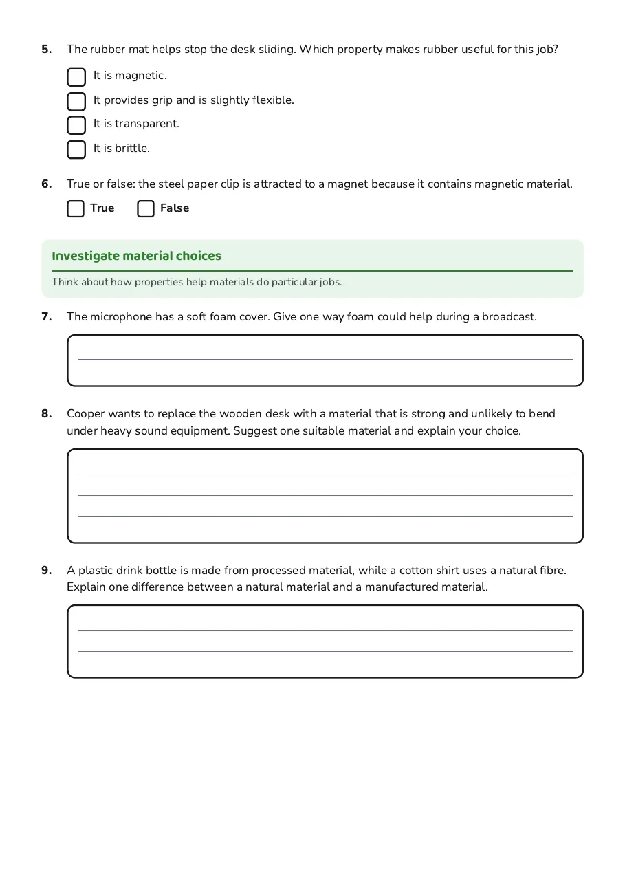 Materials Mind-Map Exploration, page 2 of 3: Investigate material choices