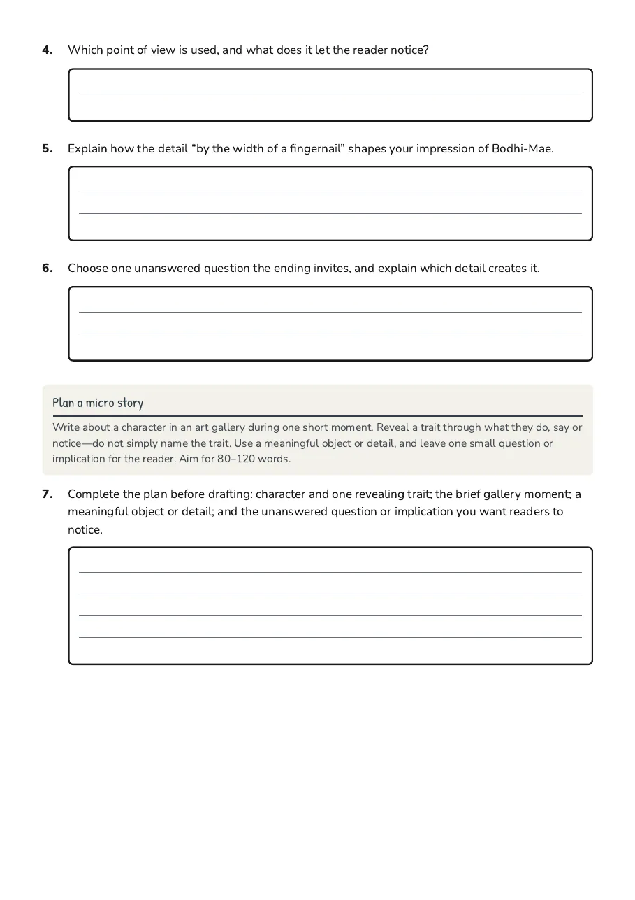 Character Through Micro Stories, page 2 of 3: Plan a micro story