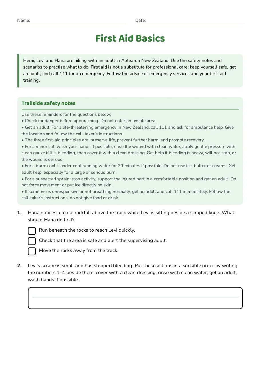 First Aid Basics, page 1 of 3: Trailside safety notes