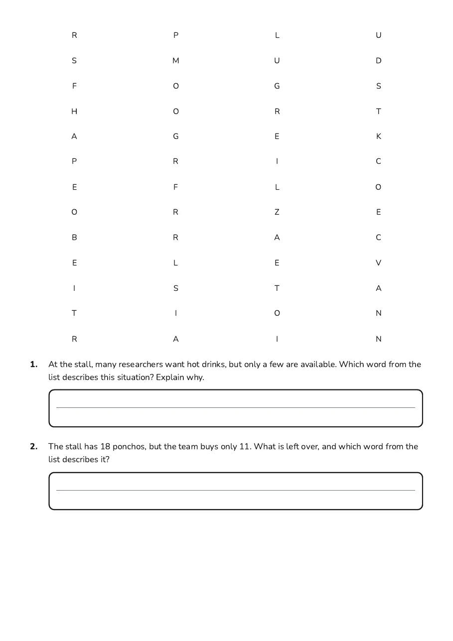 Economics Word Find, page 2 of 3: R P L U