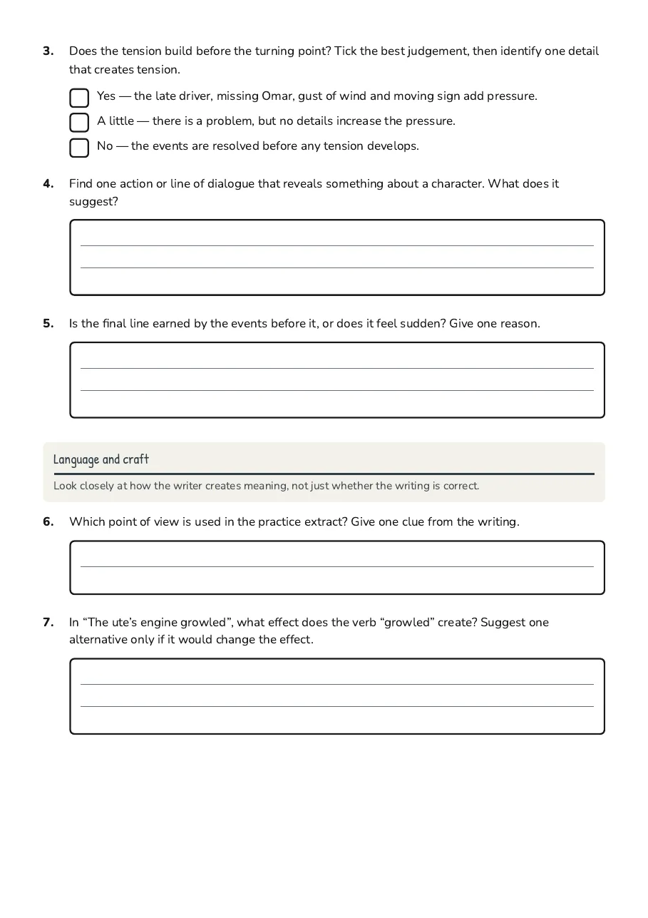 Narrative Peer Review Checklist, page 2 of 3: Language and craft