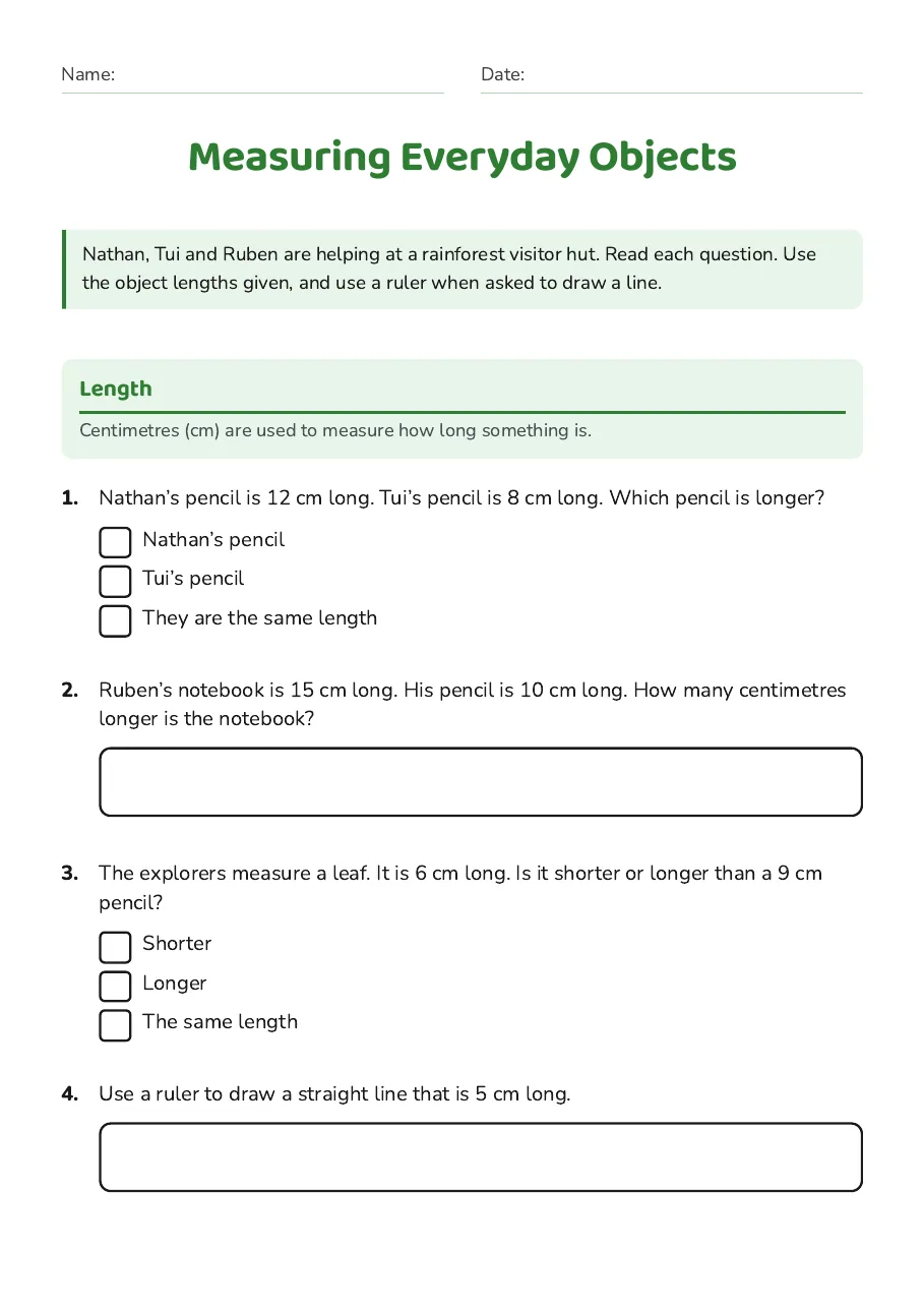 Measuring Everyday Objects, page 1 of 3: Length