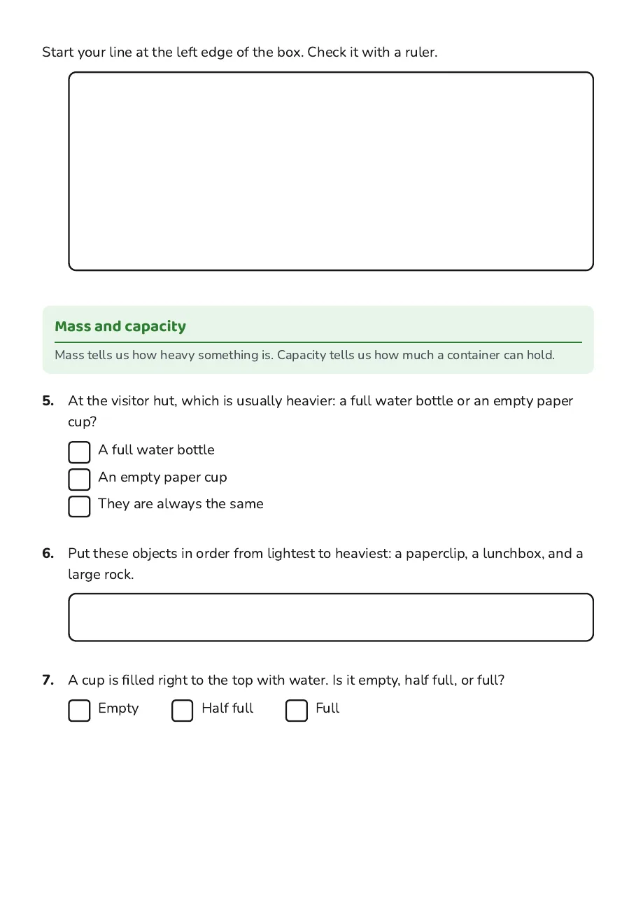 Measuring Everyday Objects, page 2 of 3: Mass and capacity