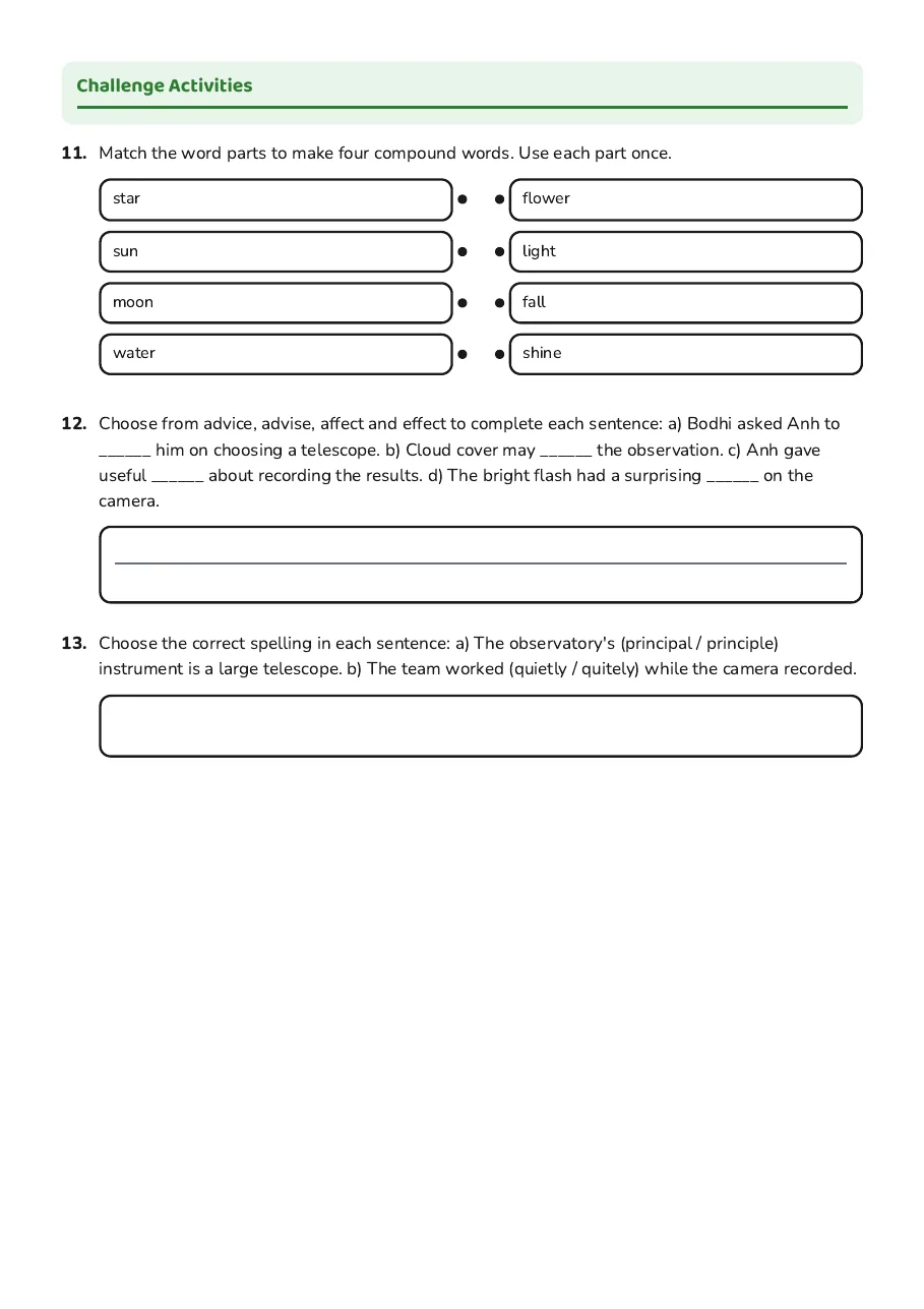 Compound words, commonly confused word pairs and spelling choices.