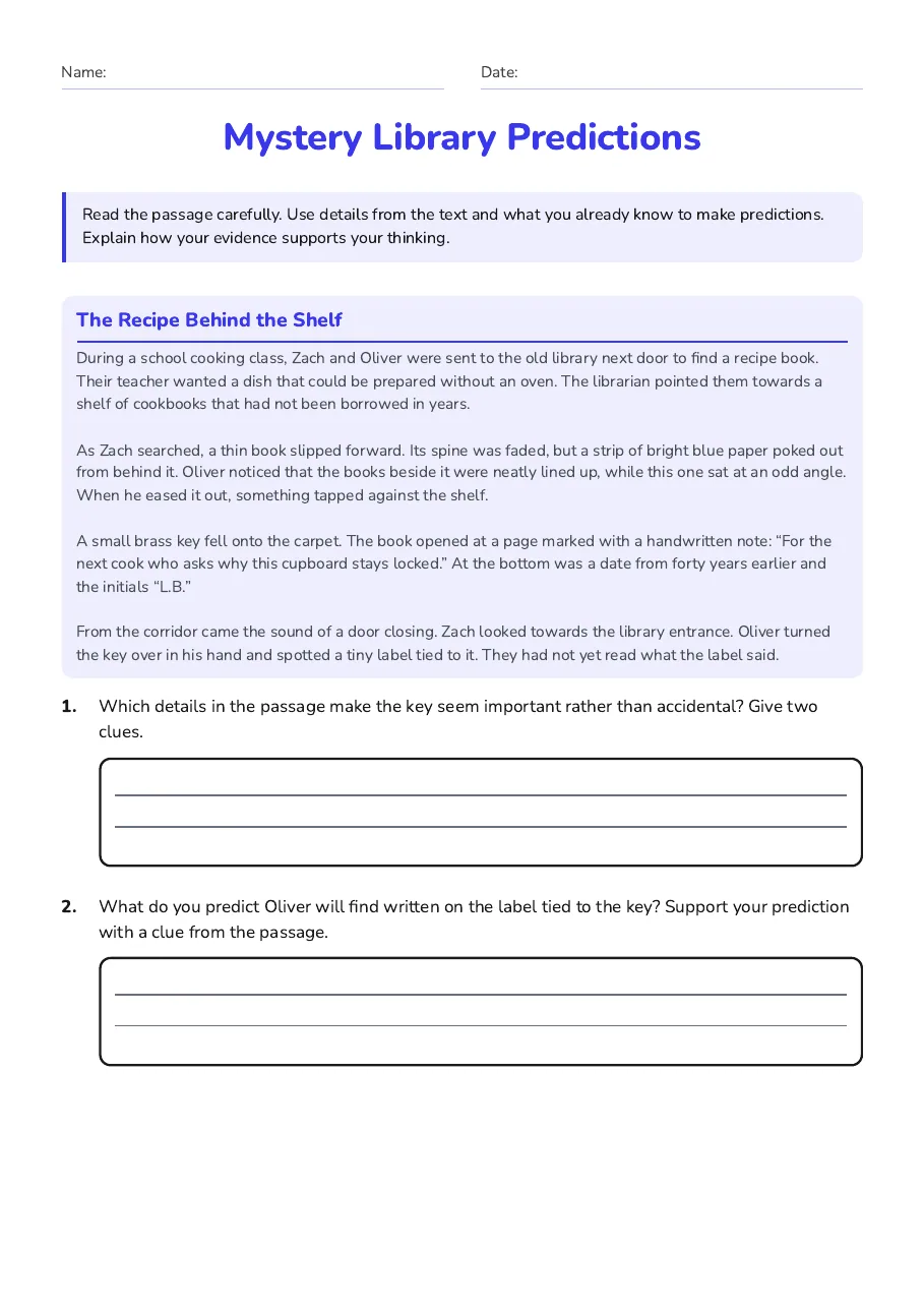 Mystery Library Predictions, page 1 of 3: The Recipe Behind the Shelf