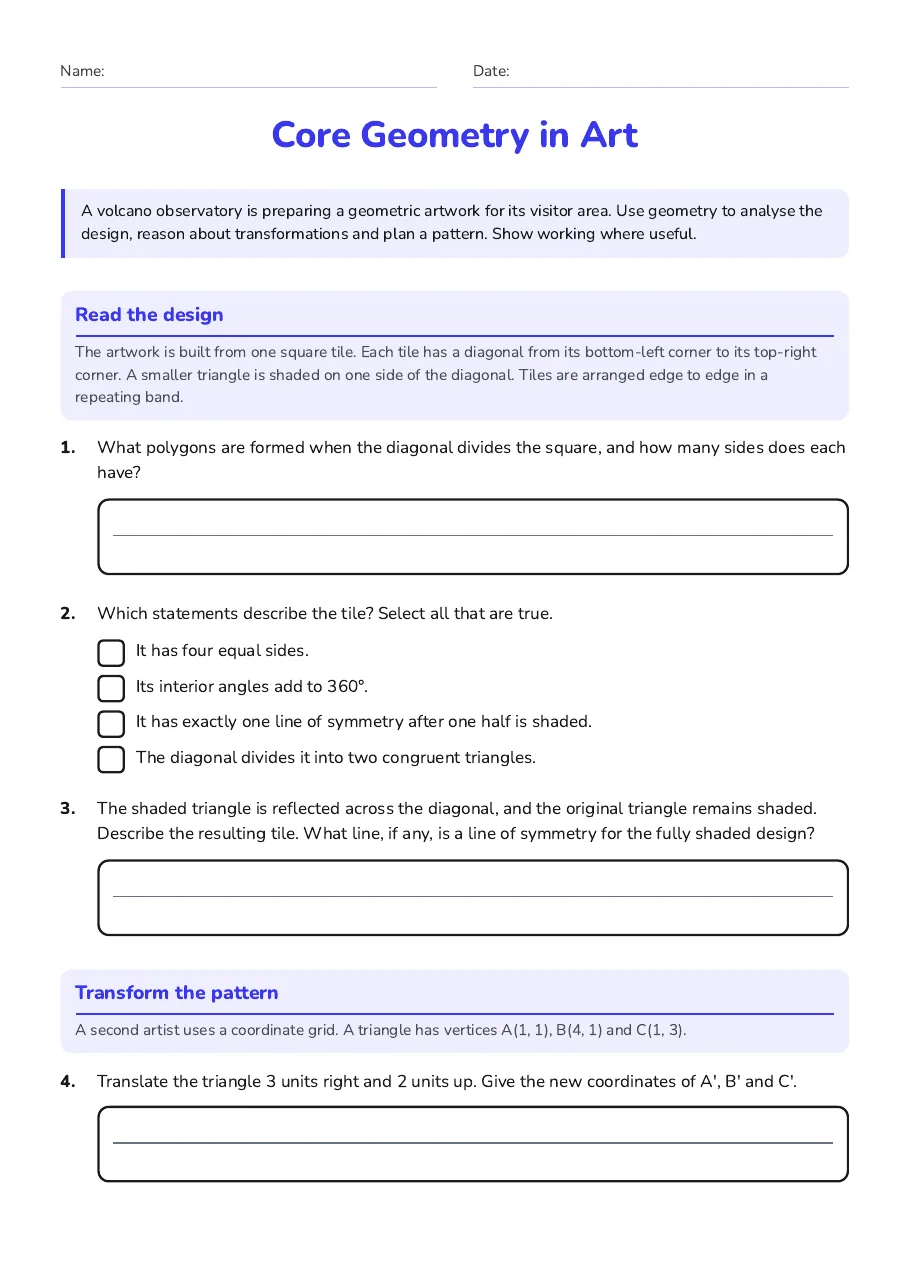 Core Geometry in Art, page 1 of 3: Read the design, Transform the pattern