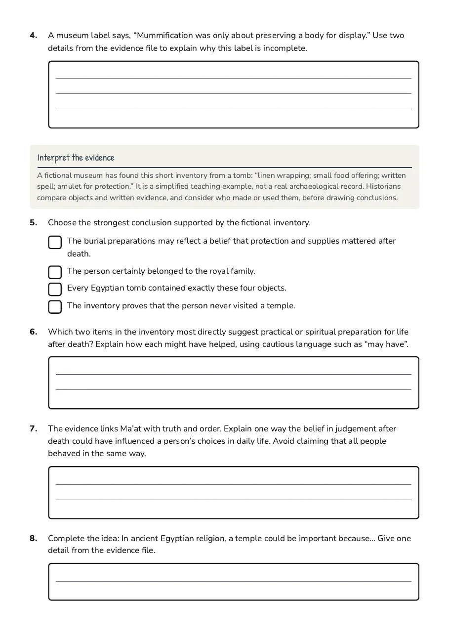 Ancient Egyptian Religion, page 2 of 3: Interpret the evidence