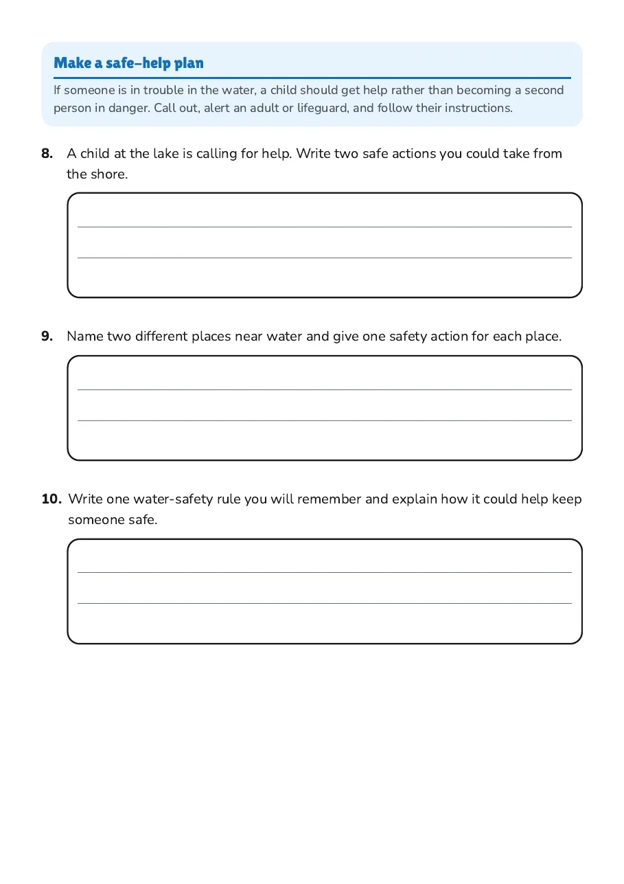 Water Safety for Kids, page 3 of 3: Make a safe-help plan