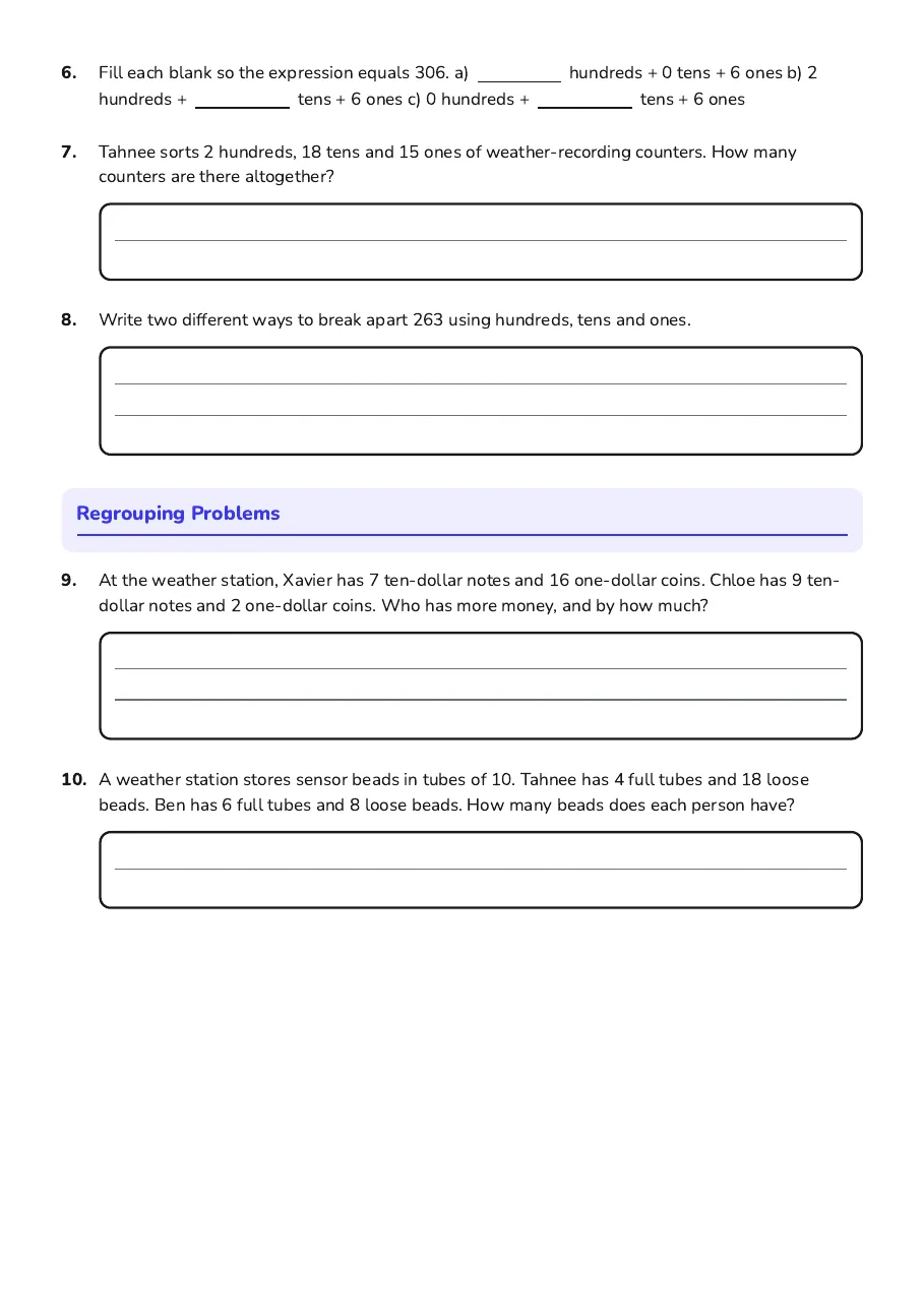 Non-Standard Regrouping Practice, page 2 of 2: Regrouping Problems