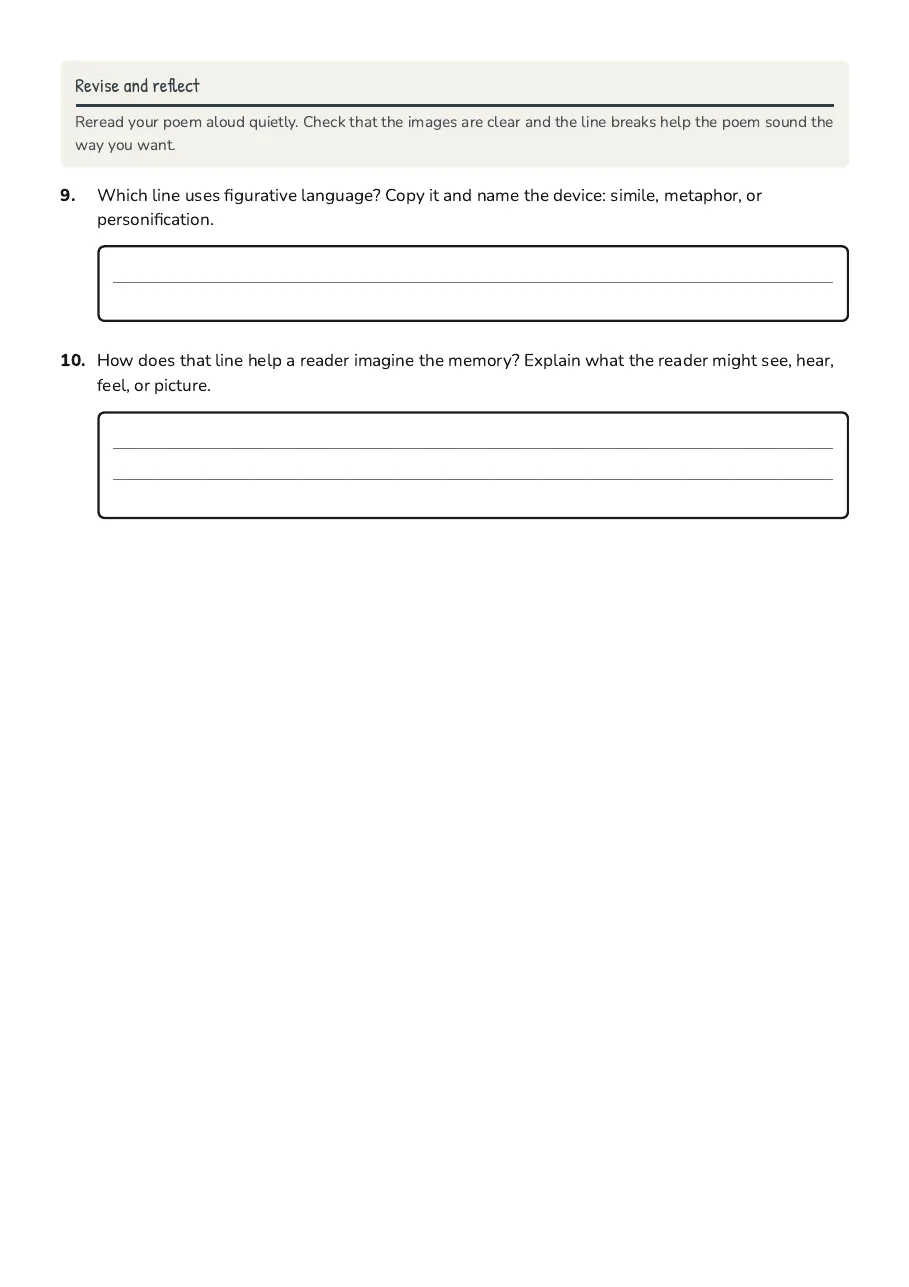 "I'm From" Poem Planner, page 3 of 3: Revise and reflect