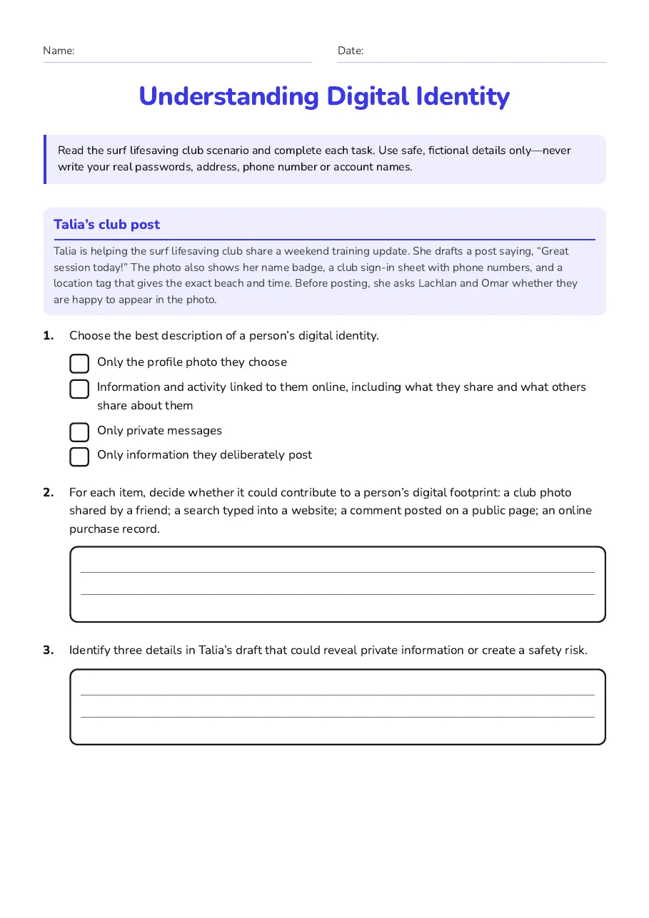Understanding Digital Identity, page 1 of 3: Talia’s club post