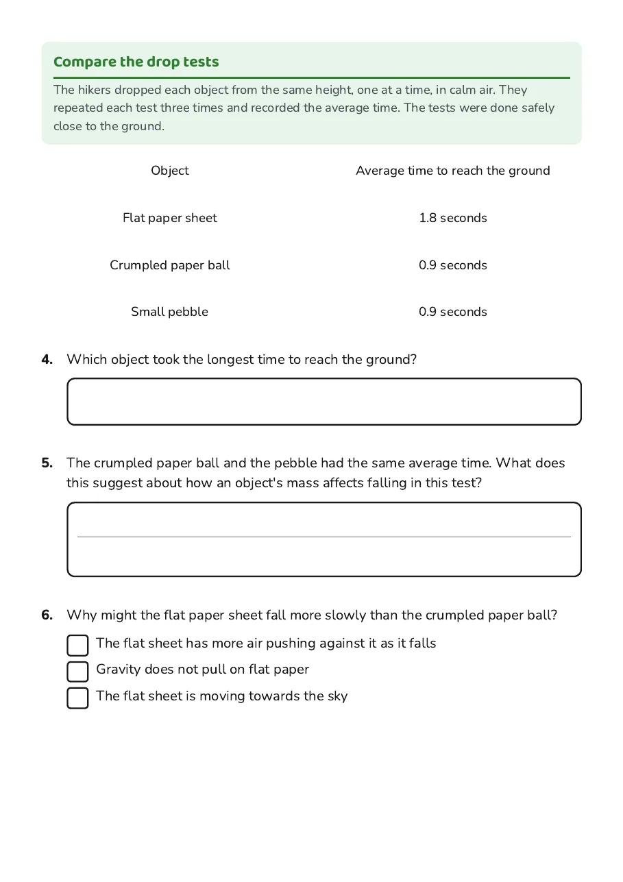 Gravity Drop Test Experiments, page 2 of 4: Compare the drop tests