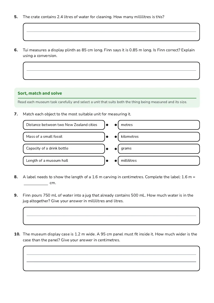 Understanding Units of Measurement, page 2 of 3: Sort, match and solve