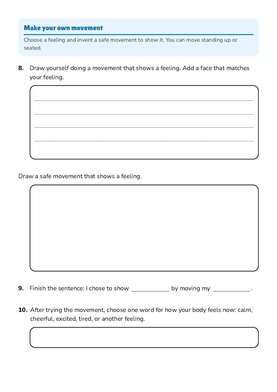 Emotions Through Movement, page 3 of 3: Make your own movement