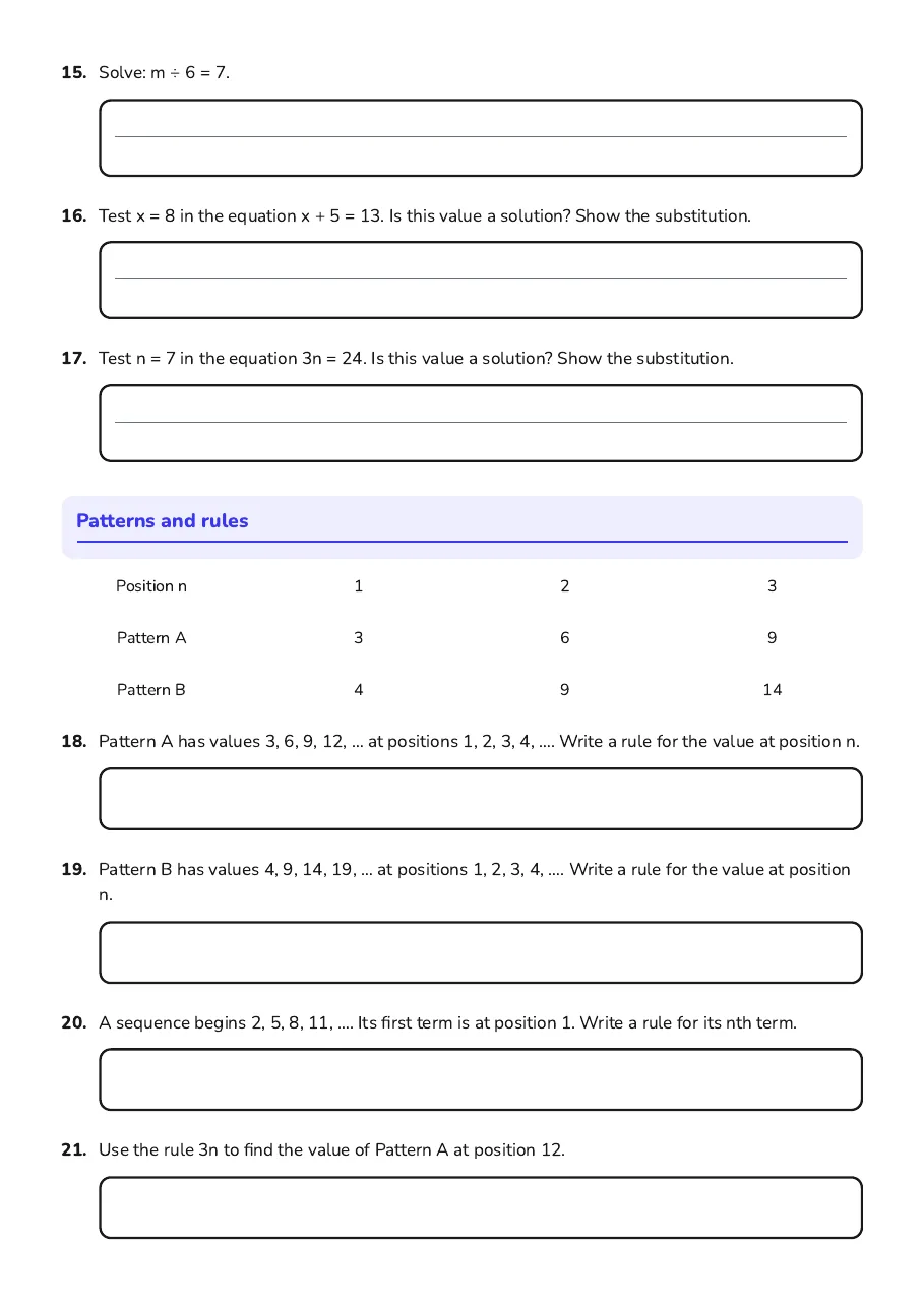 Introduction to Algebraic Concepts, page 3 of 4: Patterns and rules