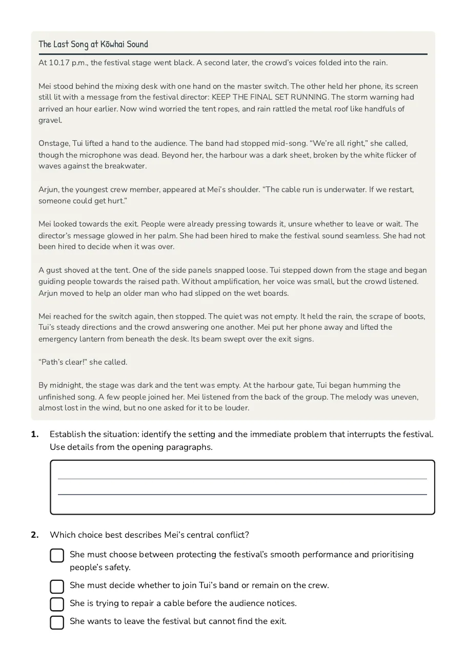 Short Story Analysis, page 2 of 4: The Last Song at Kōwhai Sound