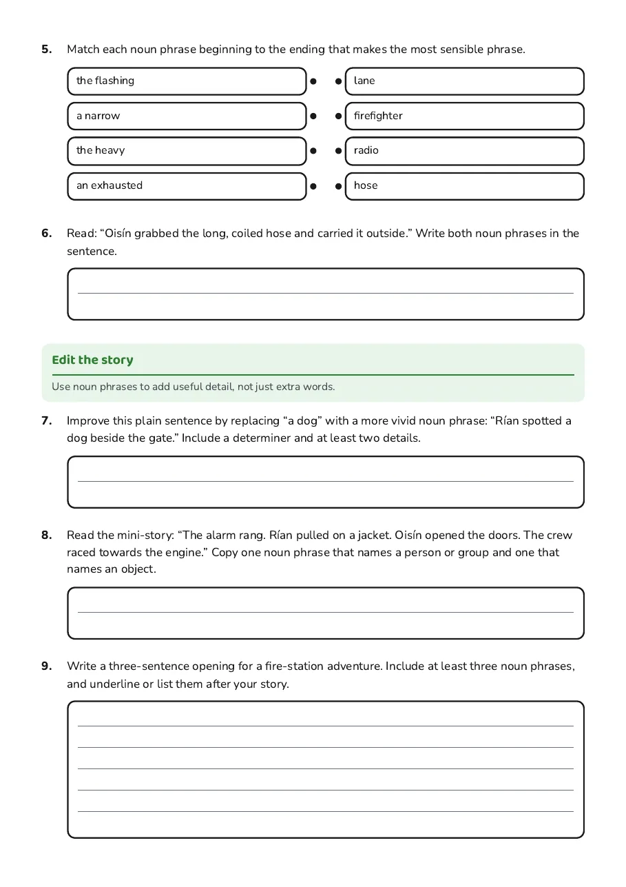 Noun Phrases in Narratives, page 2 of 3: Edit the story