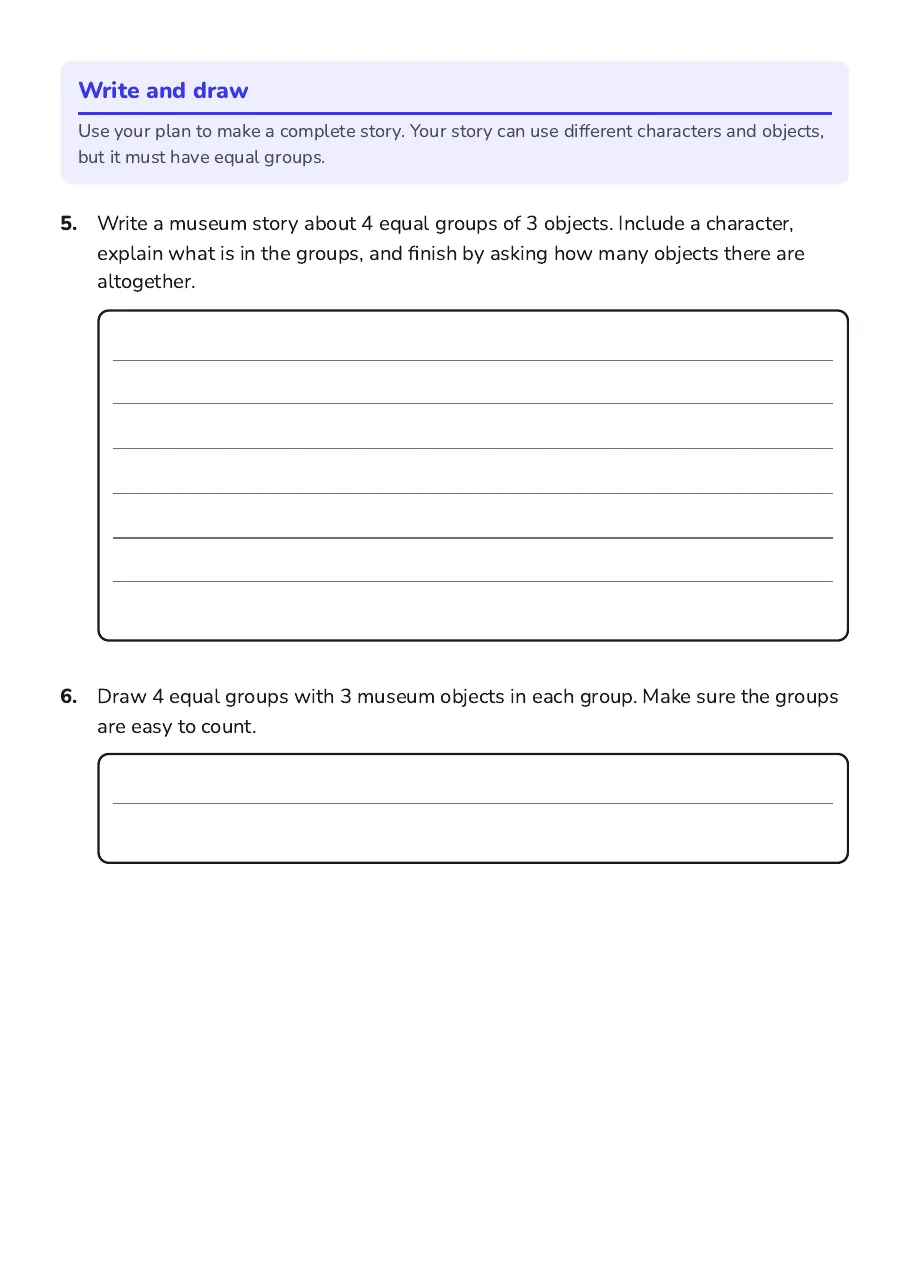 Multiplication Story Creation, page 2 of 3: Write and draw
