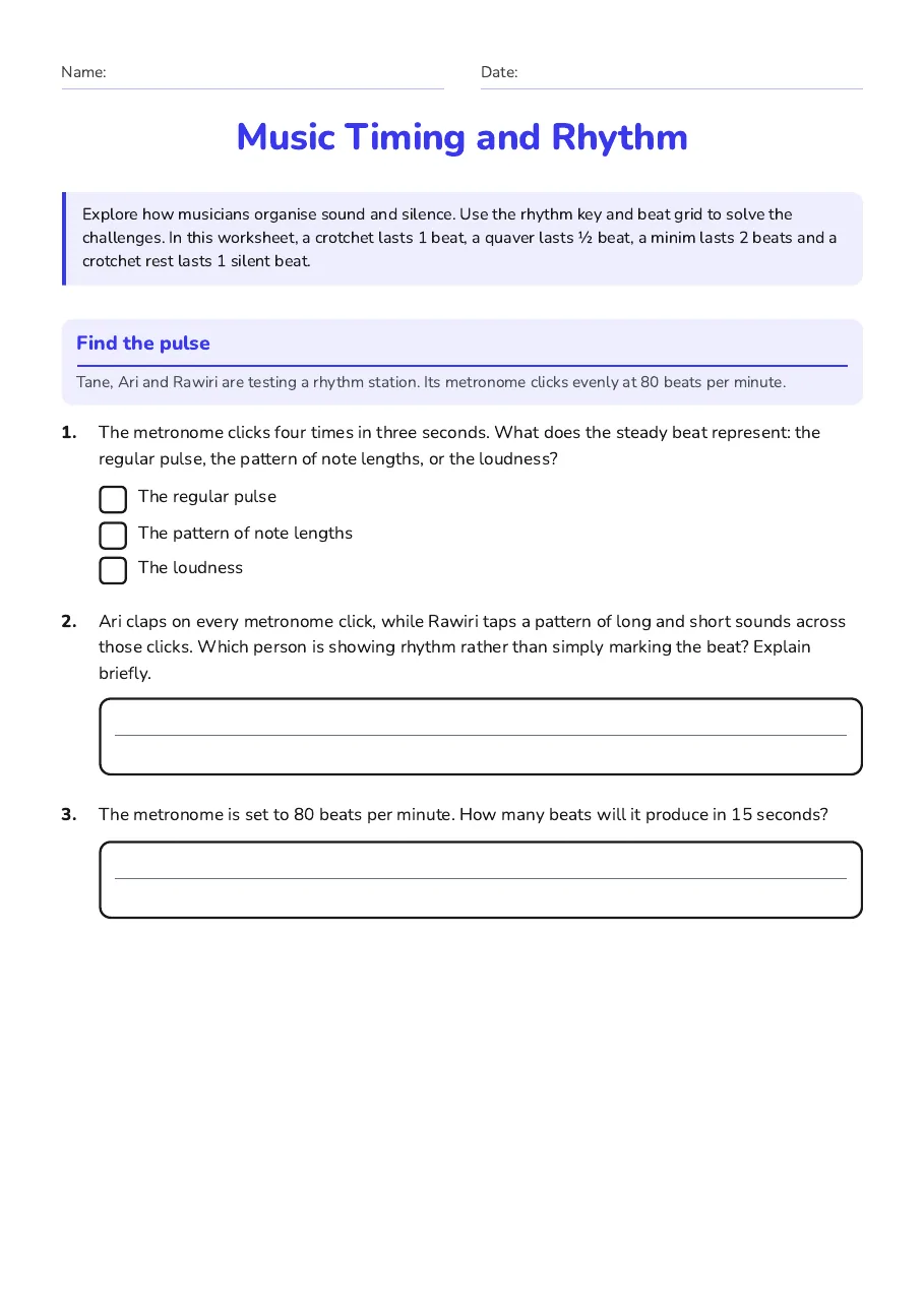 Music Timing and Rhythm, page 1 of 3: Find the pulse