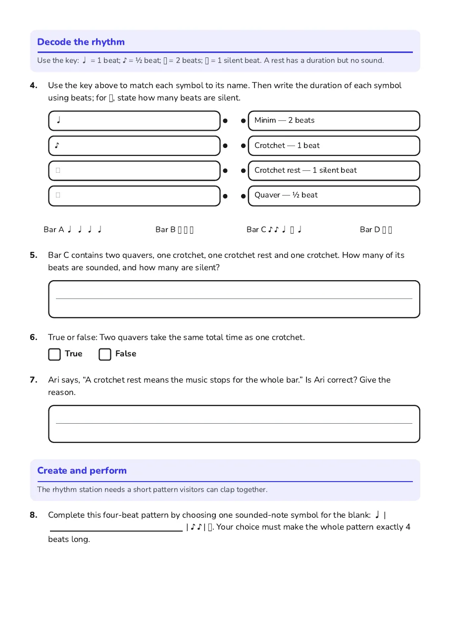 Music Timing and Rhythm, page 2 of 3: Decode the rhythm, Create and perform