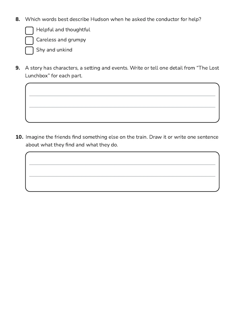 Exploring Narrative Texts, page 3 of 3: The Lost Lunchbox