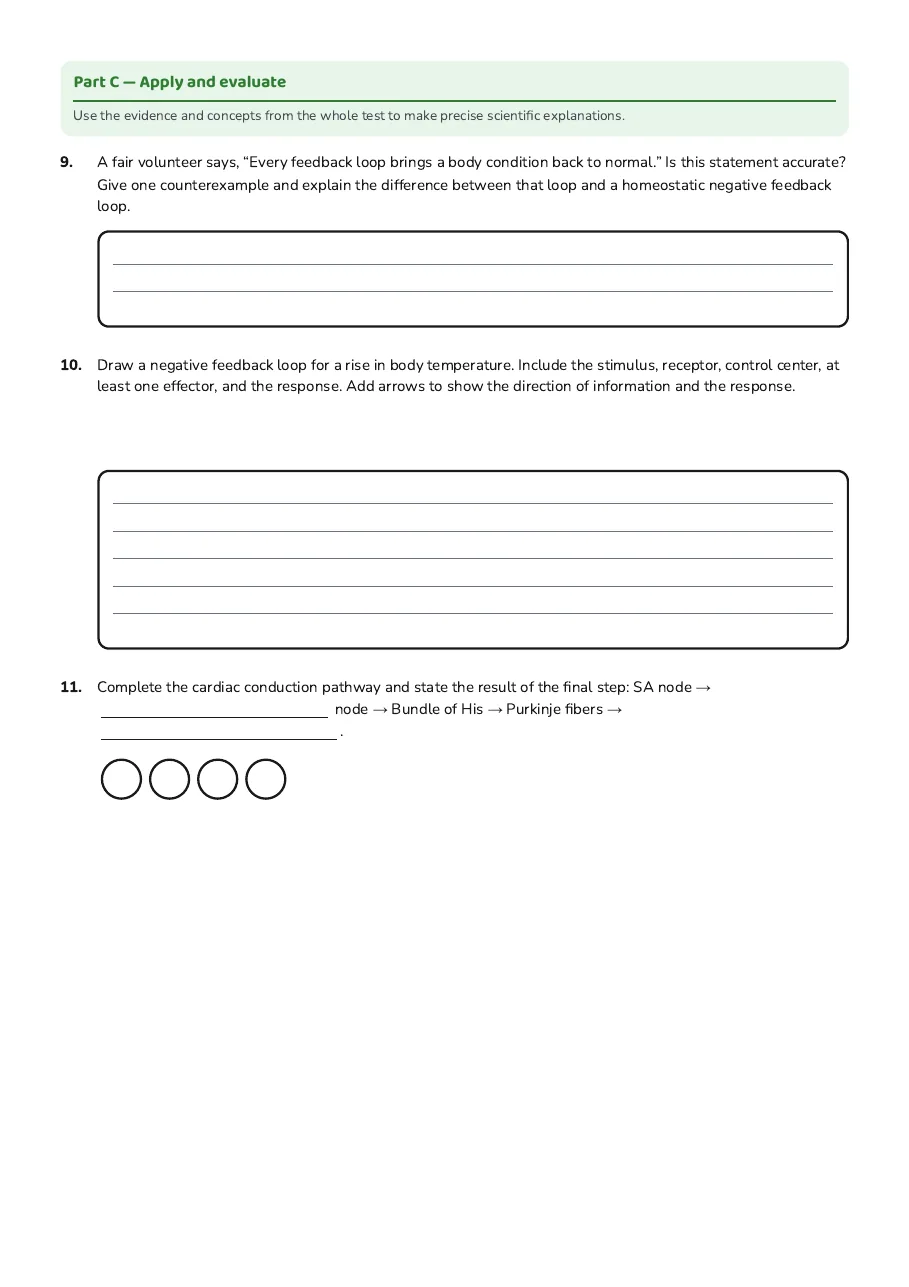 Cellular Control Systems Test, page 3 of 3: Part C — Apply and evaluate