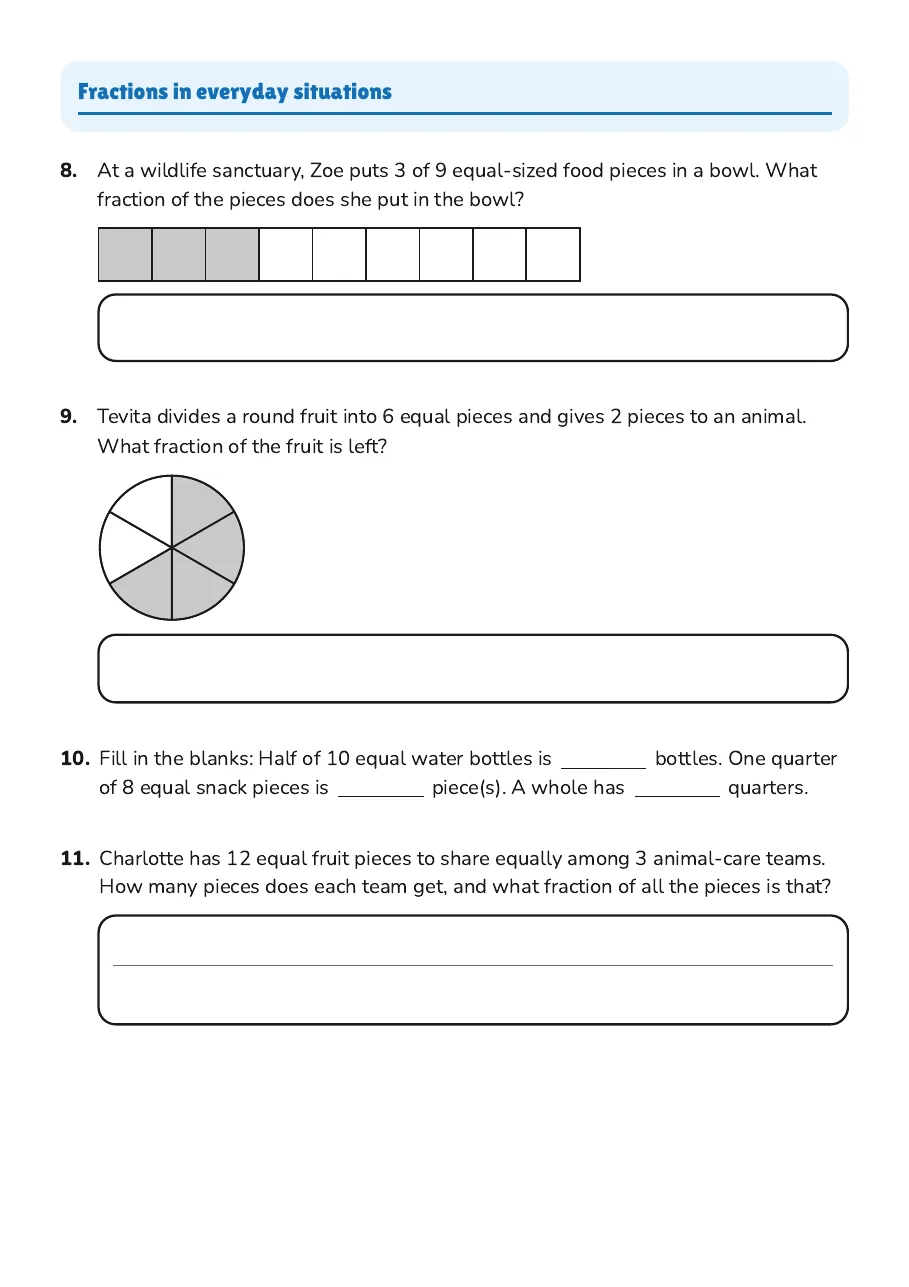 Exploring Fractions, page 3 of 4: Fractions in everyday situations