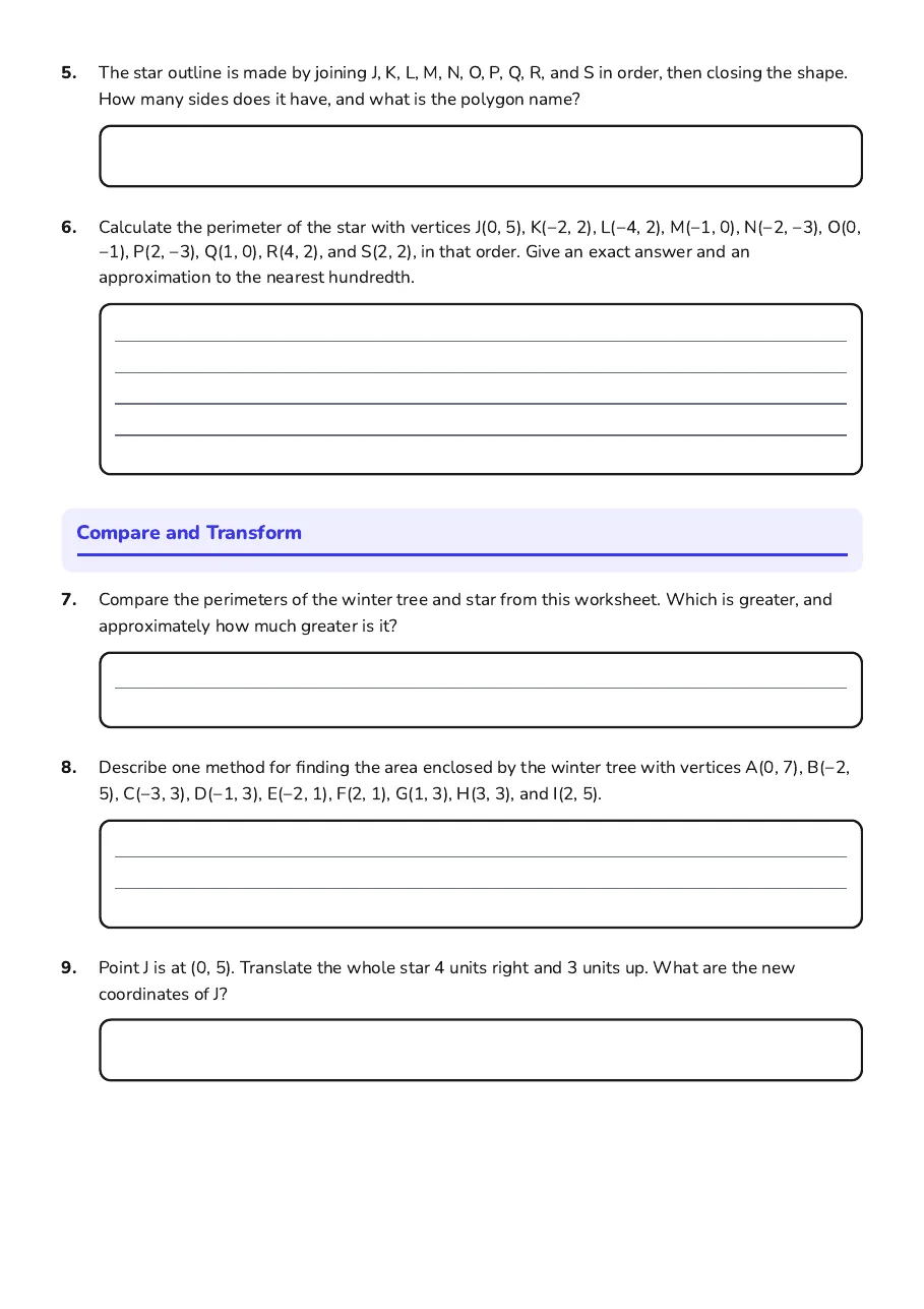 Holiday Coordinate Polygons, page 2 of 2: Compare and Transform
