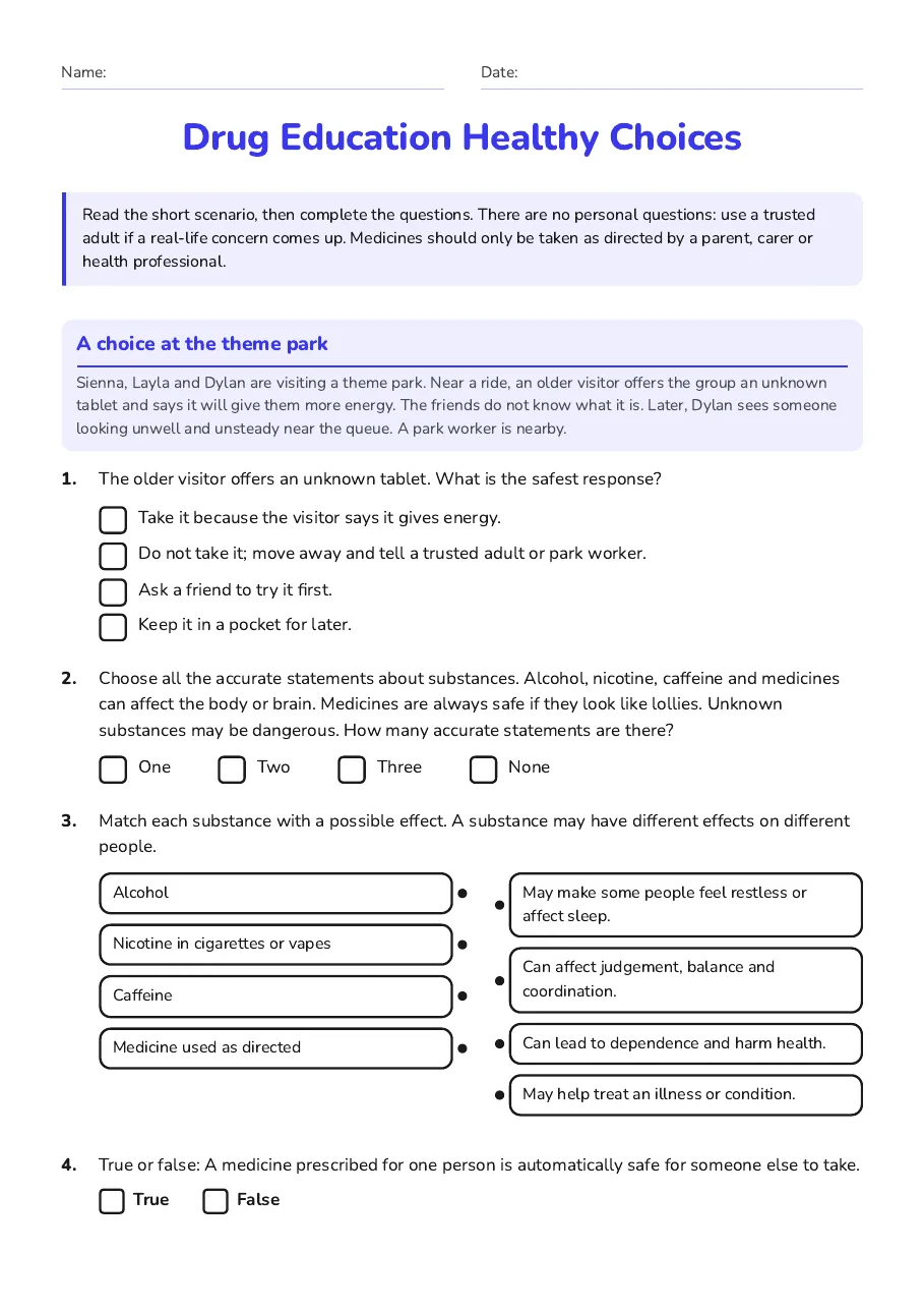Drug Education Healthy Choices, page 1 of 3: A choice at the theme park