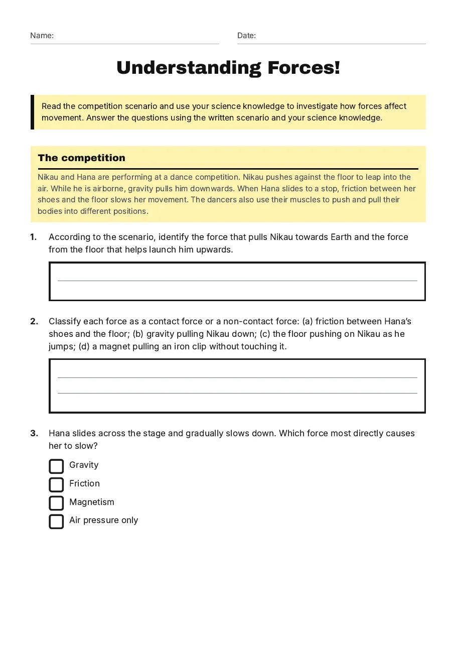 Understanding Forces!, page 1 of 2: The competition