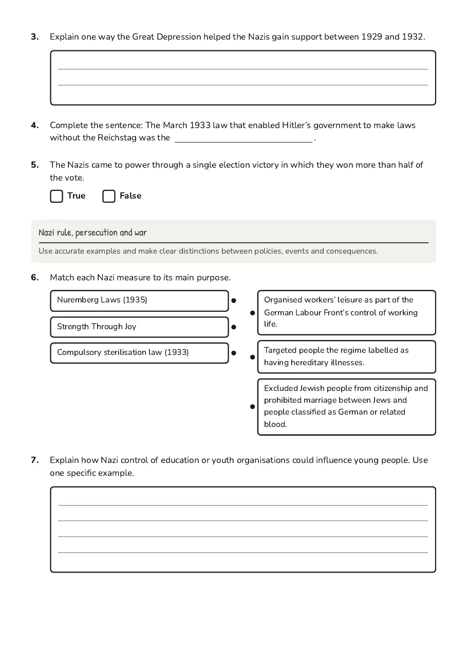 Democracy and Nazism Revision, page 2 of 3: Nazi rule, persecution and war
