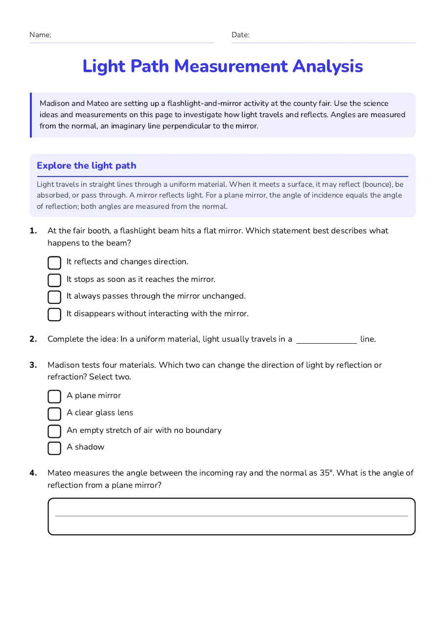 Light Path Measurement Analysis, page 1 of 2: Explore the light path