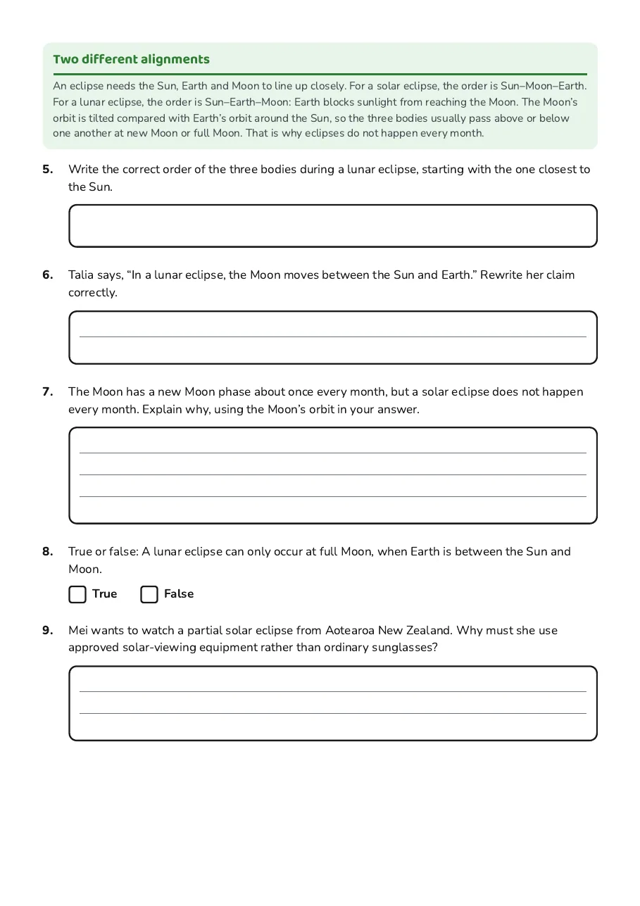 Eclipses: Light & Shadow, page 2 of 2: Two different alignments