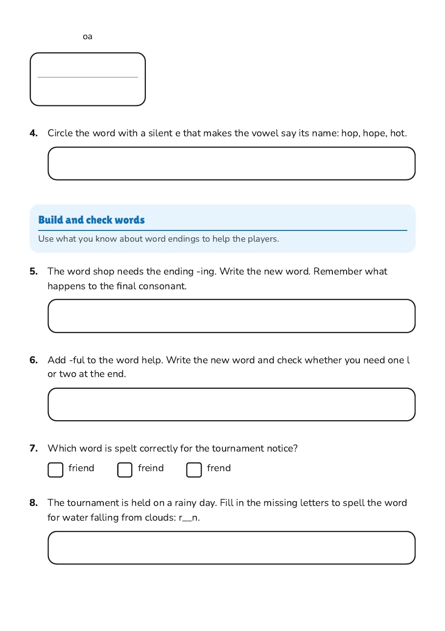 Advanced Spelling Patterns, page 2 of 3: Build and check words