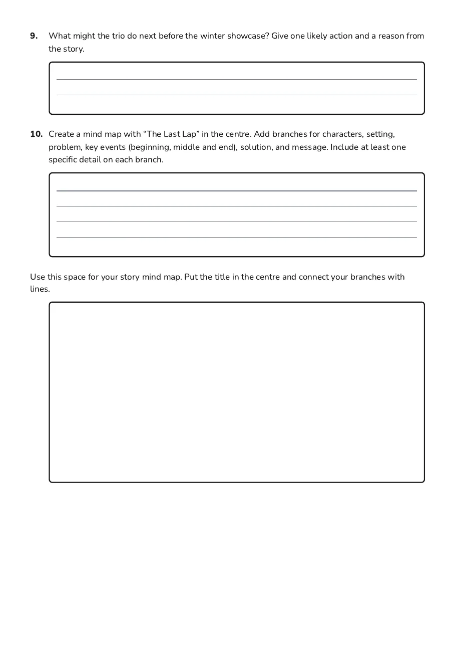 Story Mind Map Comprehension, page 4 of 4: The Last Lap
