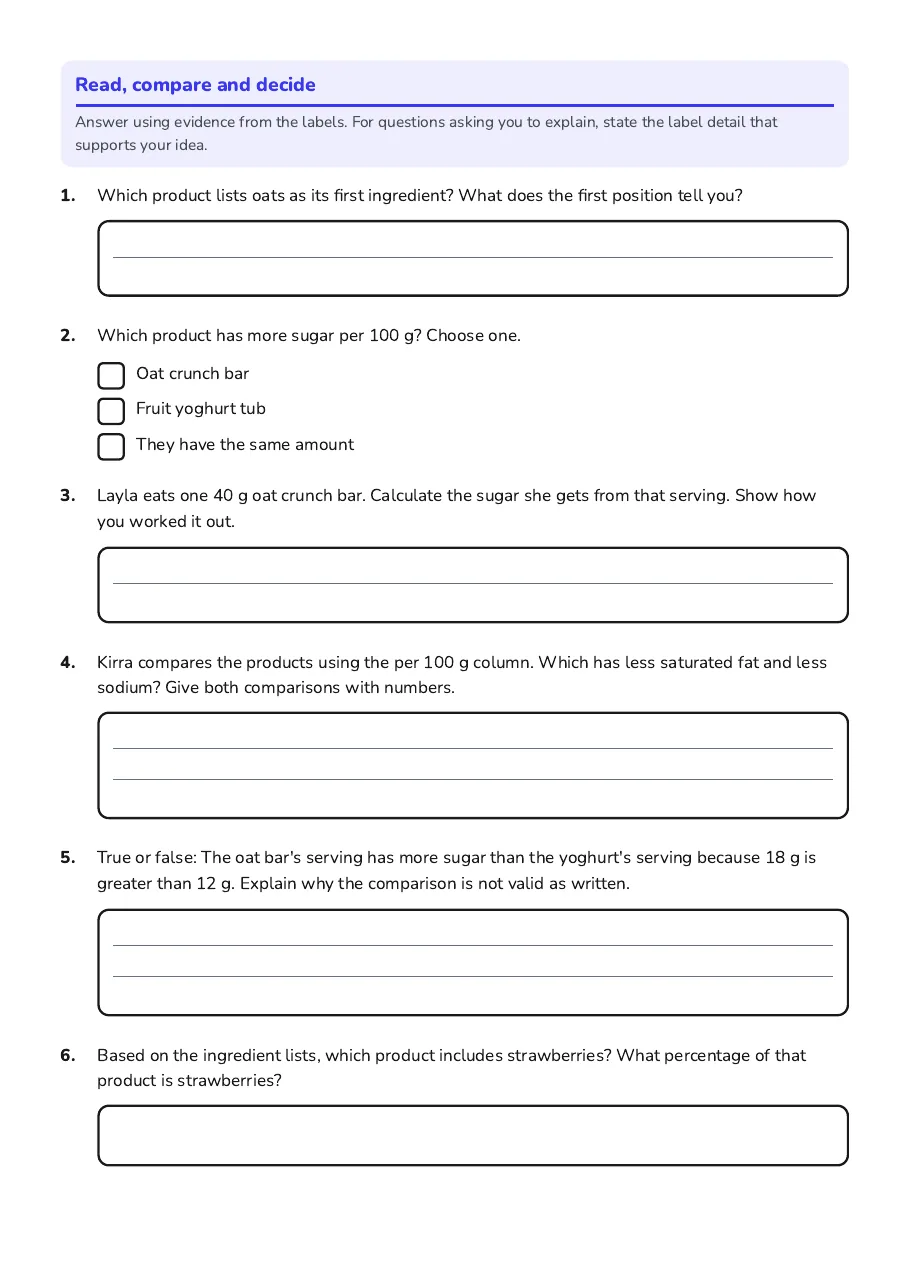 Understanding Food Labels, page 2 of 3: Read, compare and decide
