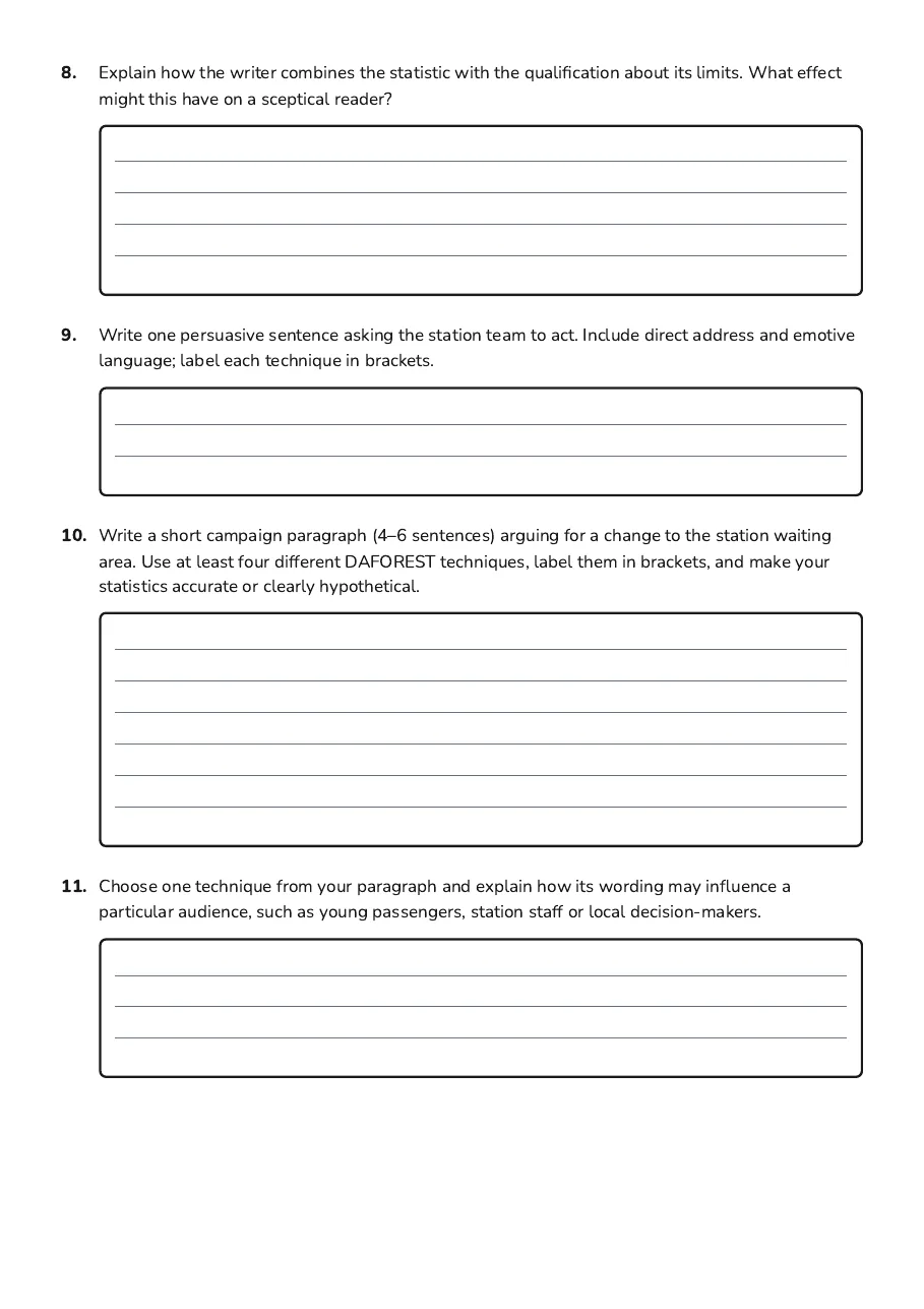 DAFOREST Persuasive Techniques, page 3 of 3: 8. Explain how the writer combines the statistic with the qualification about its limits.…