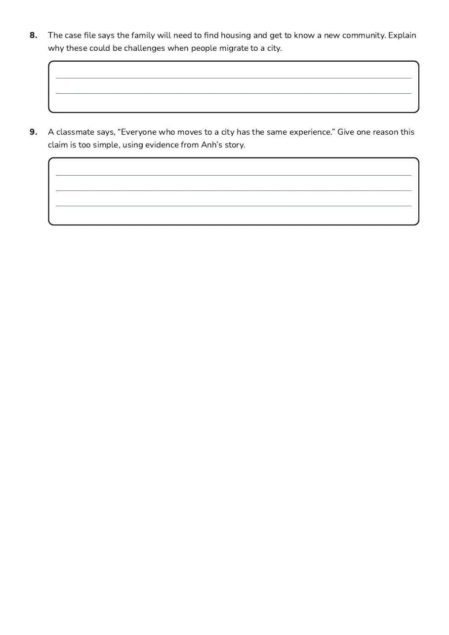 Migration Flowchart, page 3 of 3: 8. The case file says the family will need to find housing and get to know a new…