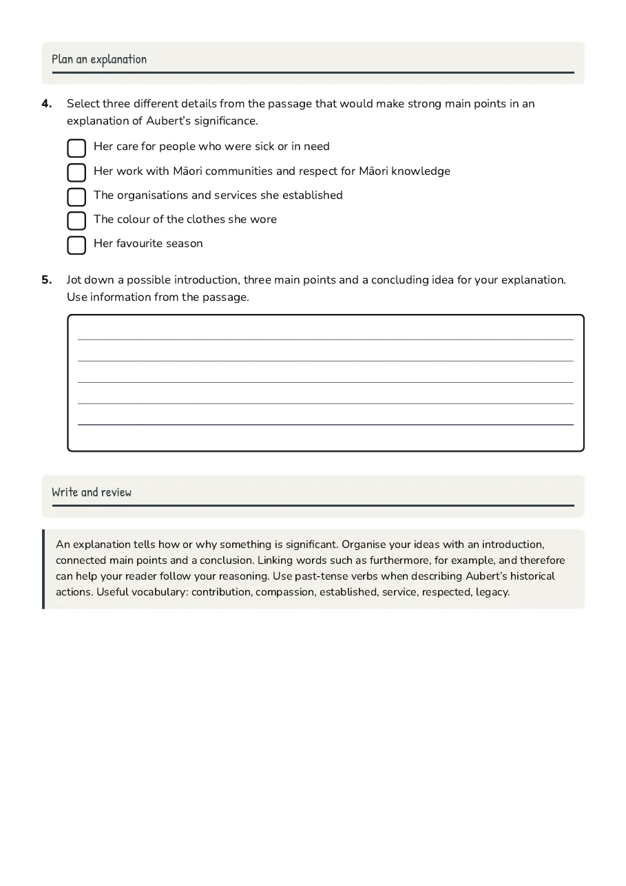 Suzanne Aubert Explanation Writing, page 2 of 3: Plan an explanation, Write and review