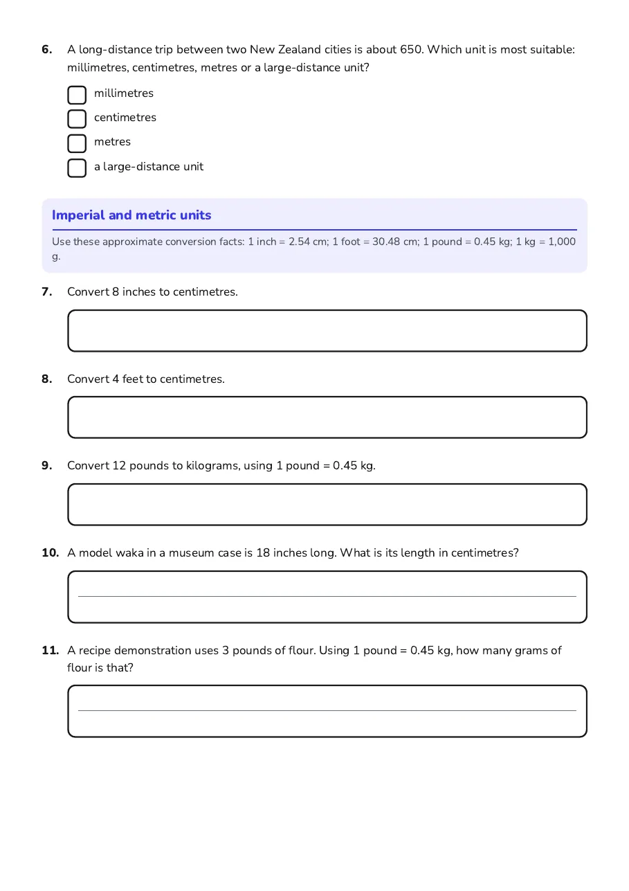 Measurement Unit Conversions, page 2 of 3: Imperial and metric units