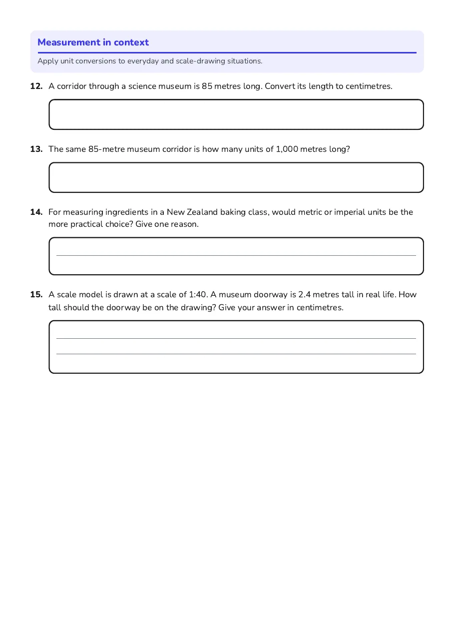 Measurement Unit Conversions, page 3 of 3: Measurement in context
