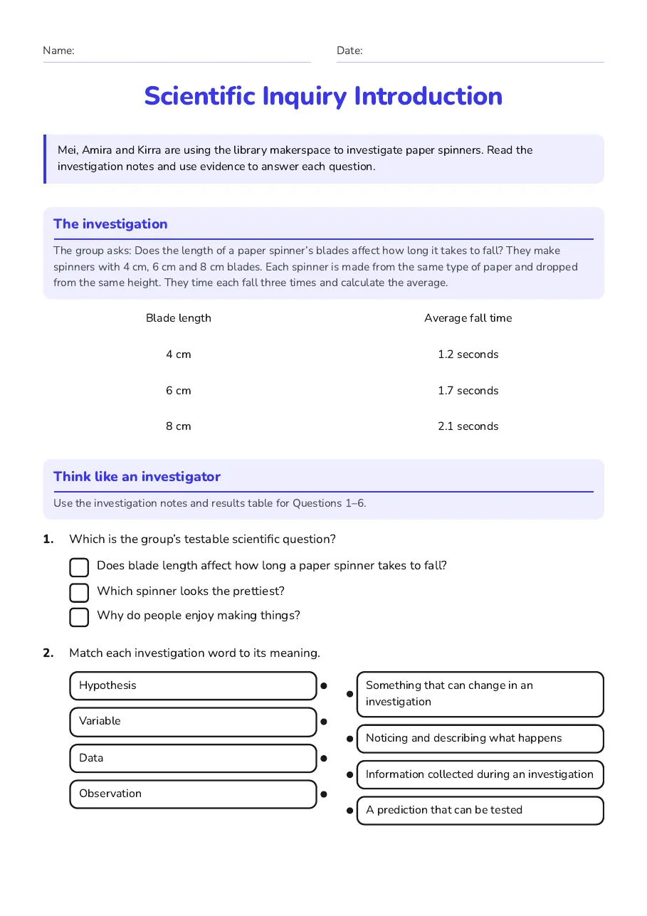 Scientific Inquiry Introduction, page 1 of 3: The investigation, Think like an investigator