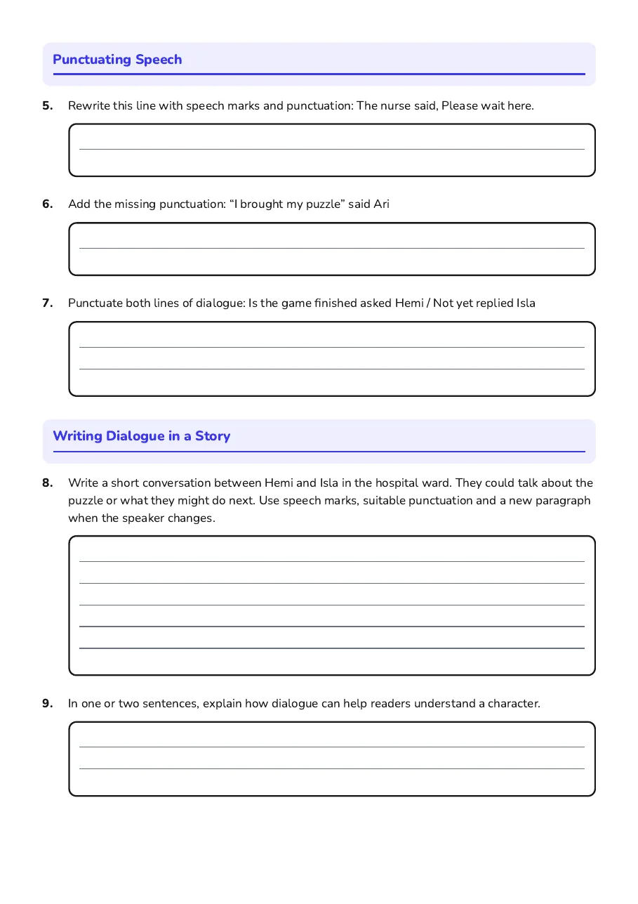 Dialogue in Narrative Writing, page 2 of 2: Punctuating Speech, Writing Dialogue in a Story