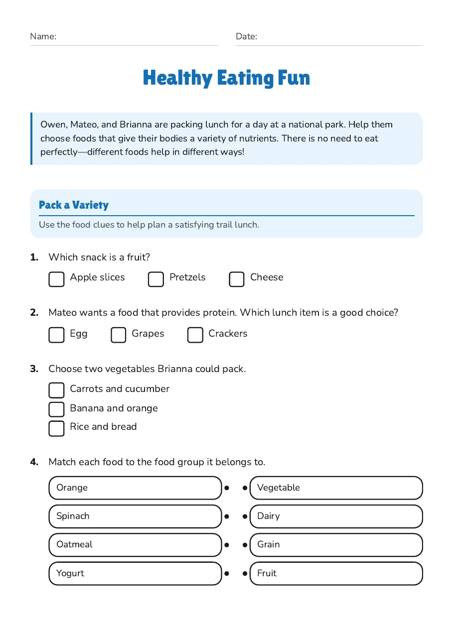 Healthy Eating Fun, page 1 of 3: Pack a Variety